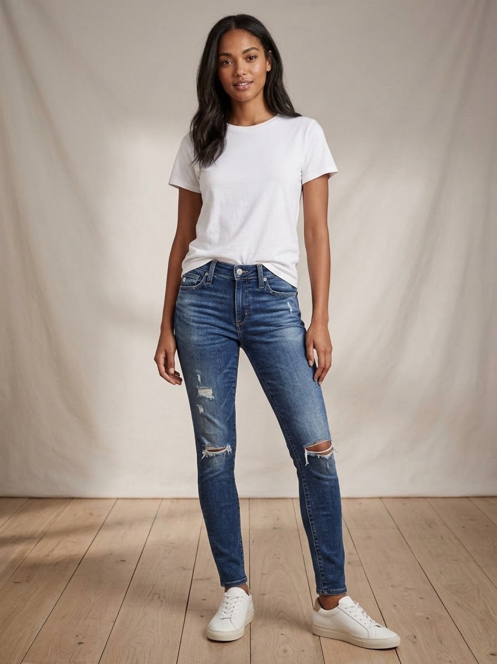 AG Adriano Goldschmied Farrah Skinny Ankle High Rise Distressed Jeans